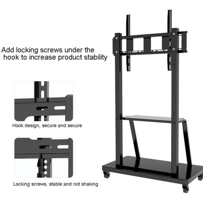 Techly 105575 (ICA-TR30) Mobile TV Floor Stand for LED/LCD/PDP 55-100", 150 kg, with AV Shelf