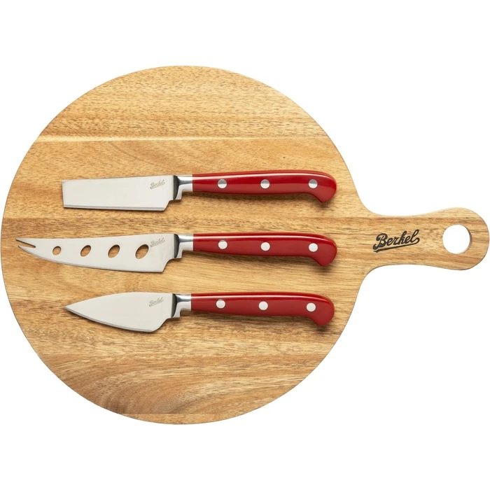 Berkel Επιφάνεια Κοπής Ακακία 36x36cm με 3 Μαχαίρια Τυριών
