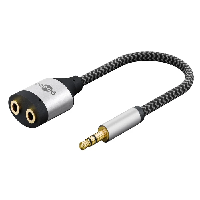 GOOBAY 3.5mm Audio Splitter Adapter to 2x 3.5mm 80586, Black/Grey