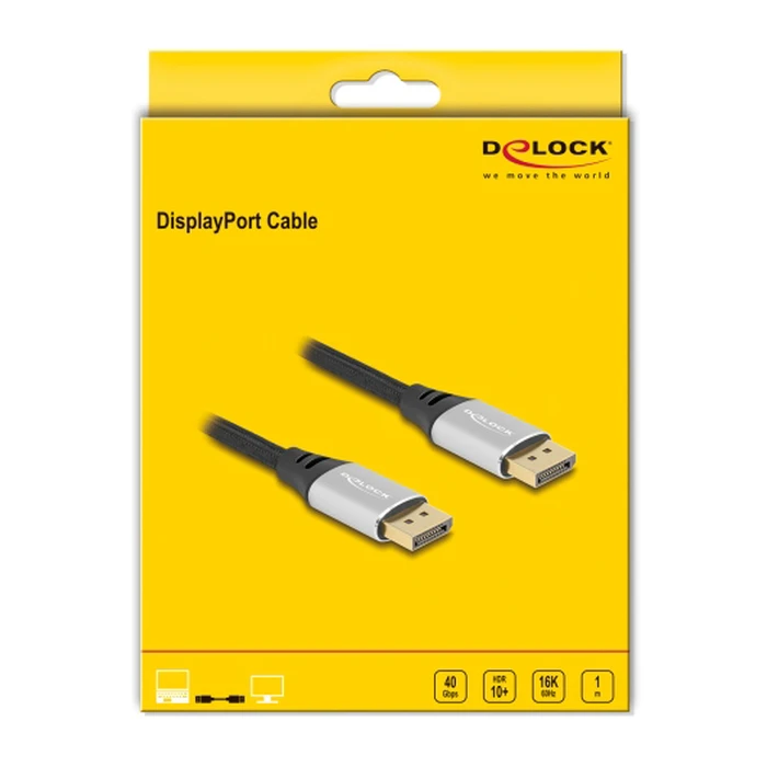 Καλώδιο DisplayPort Delock 2.1 80633, 16K/60Hz, 40 Gbps, 1m, Μαύρο