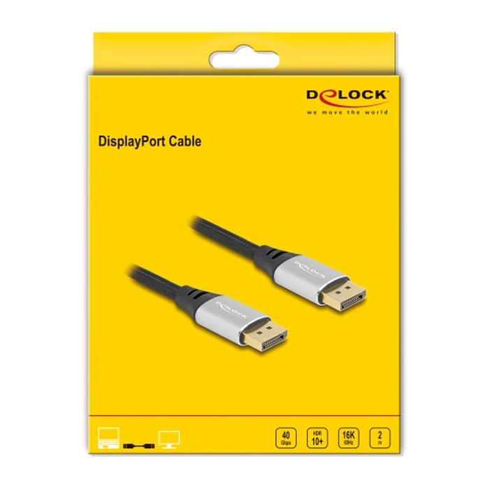 Καλώδιο DisplayPort Delock 2.1 80634, 16K/60Hz, 40 Gbps, 2m, Μαύρο