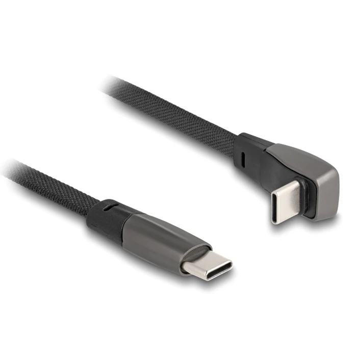 Καλώδιο Usb-C Delock 80751 60w Flat Γωνιακό 480 Mbps 1m Μαύρο