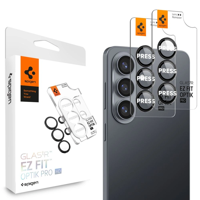 Spigen Optik Pro HD Glas.tr ez Fit Camera Protector Samsung Galaxy S26+ Plus Black [2 PACK]