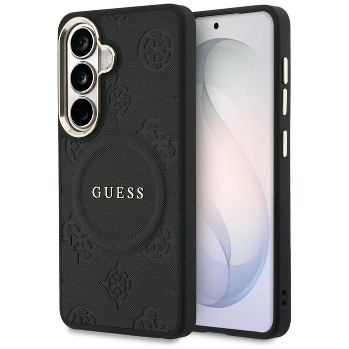 Guess Saffiano Peony Embossed Ring MagSafe Samsung Galaxy S26 black