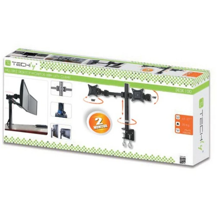 Βάση monitor Techly 13-27" Desk Stand for 2 with Clamp" ICA-LCD 482-D