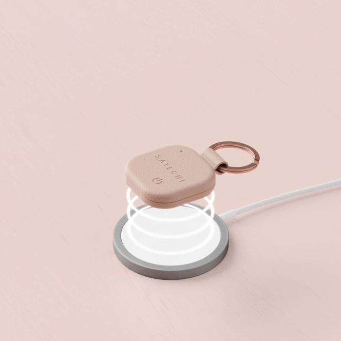 Satechi FindAll Keychain (Desert Rose) - Vegan Leather Keychain Tracker (Apple Find My compatible)