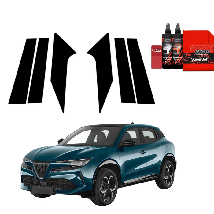 GrizzGlass BodyShield Black pillar film for Alfa Romeo Junior (2024-2025) [6in1]
