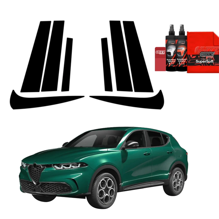 GrizzGlass BodyShield Black pillar film for Alfa Romeo Tonale (2022-2025) [8in1]