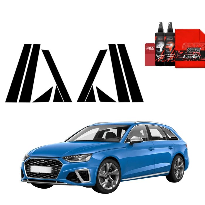 GrizzGlass BodyShield Black pillar film for Audi A4 Avant (2019-2024) [10in1]