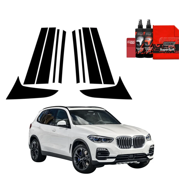 GrizzGlass BodyShield Black pillar film for BMW X5 (2018-2023) [10in1]