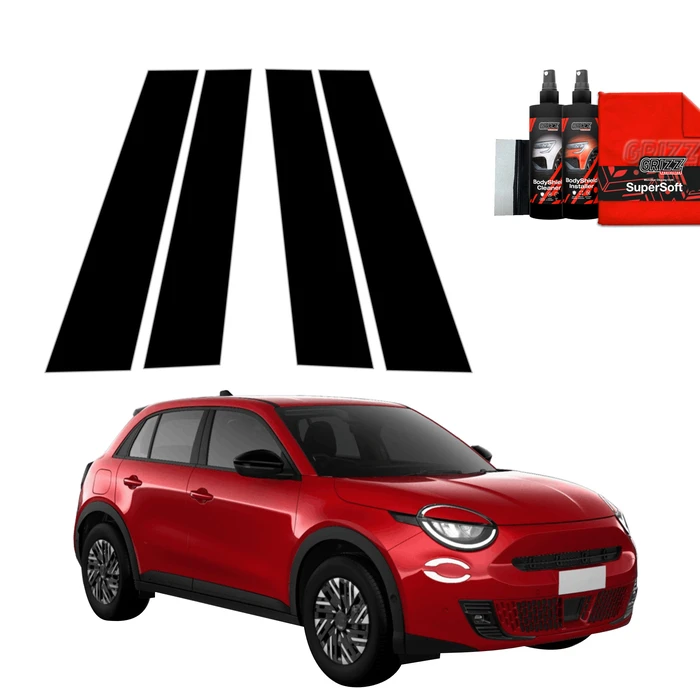 GrizzGlass BodyShield Black pillar film for Fiat 600 (2023-2025) [4in1]