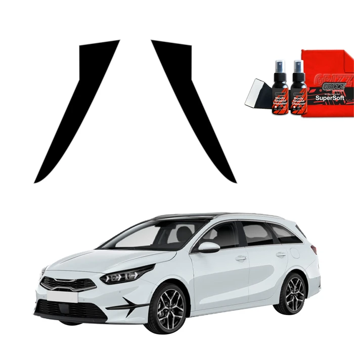 GrizzGlass BodyShield Black pillar film for Kia Ceed Hatchback (2021-2025) [2in1]