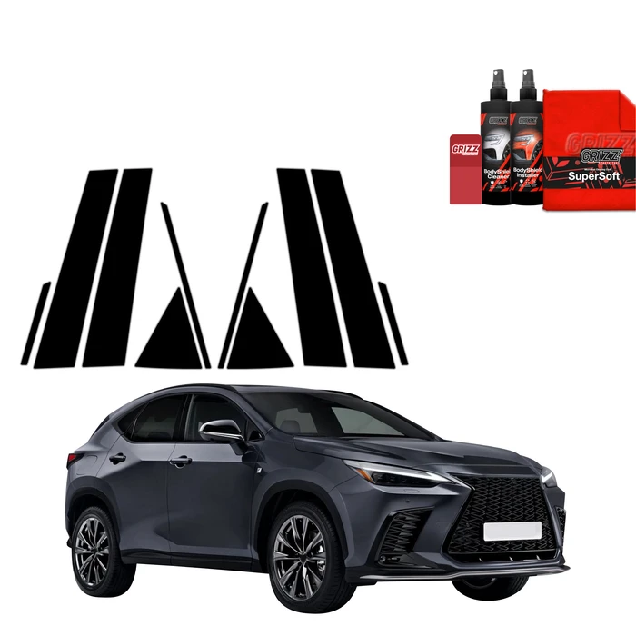 GrizzGlass BodyShield Black pillar film for Lexus NX 350h (2021-2023) [10in1]