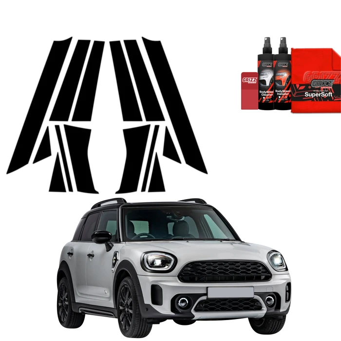GrizzGlass BodyShield Black pillar film for Mini Countryman (2023-2025) [14in1]