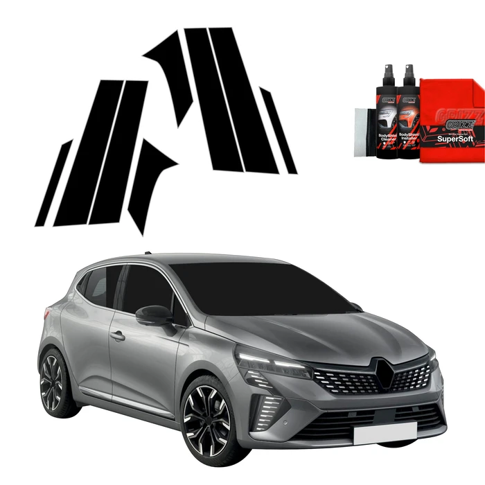 GrizzGlass BodyShield Black pillar film for Renault Clio (2020-2024) [8in1]
