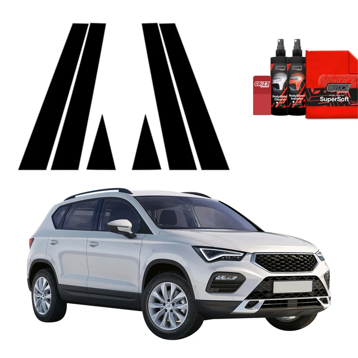 GrizzGlass BodyShield Black pillar film for Seat Ateca (2020-2025) [6in1]