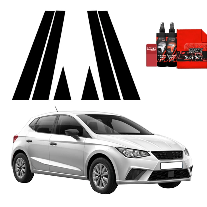 GrizzGlass BodyShield Black pillar film for Seat Ibiza (2021-2025) [6in1]