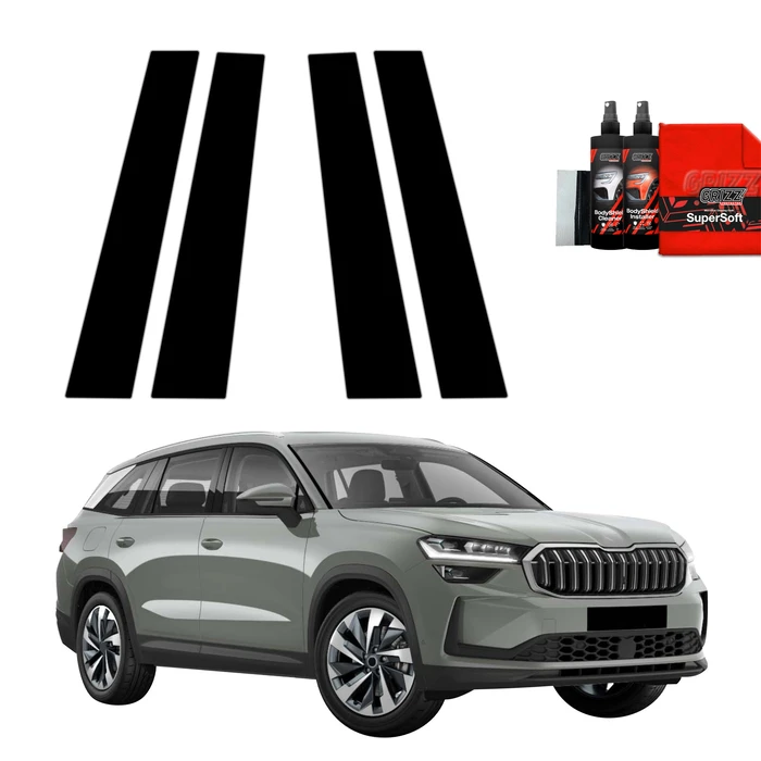 GrizzGlass BodyShield Black pillar film for Skoda Kodiaq 2 (2024-2025) [4in1]