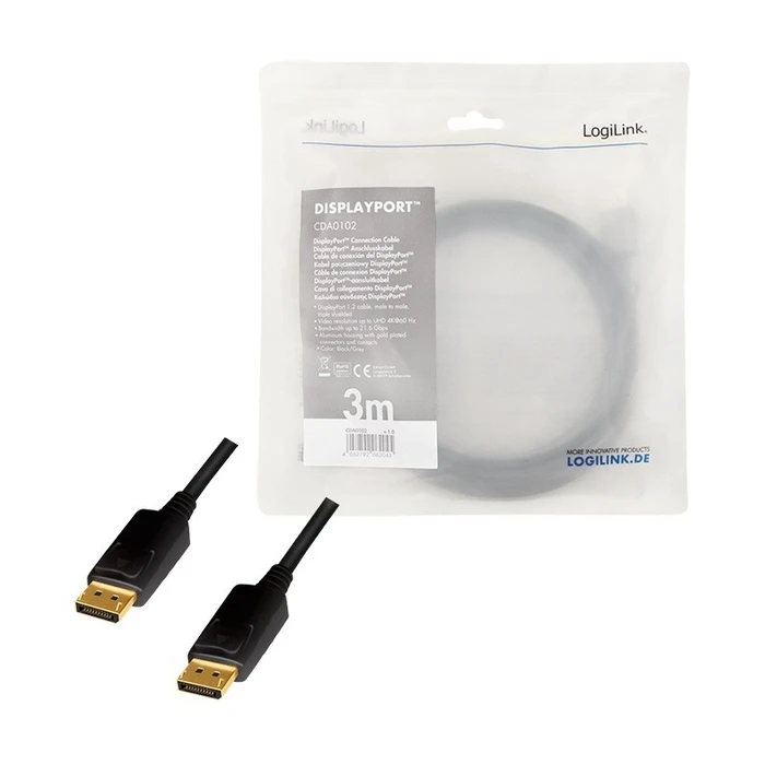 Καλώδιο Logilink Displayport 4k/60 Hz,Dp/M Do Dp/M,Alu. 3m