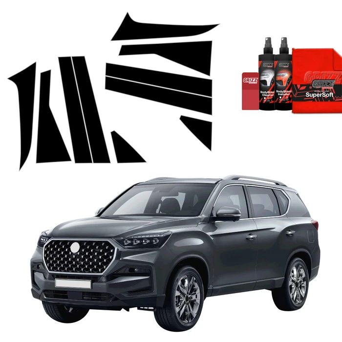 GrizzGlass BodyShield Black pillar film for SsangYong Rexton (2023-2025) [10in1]