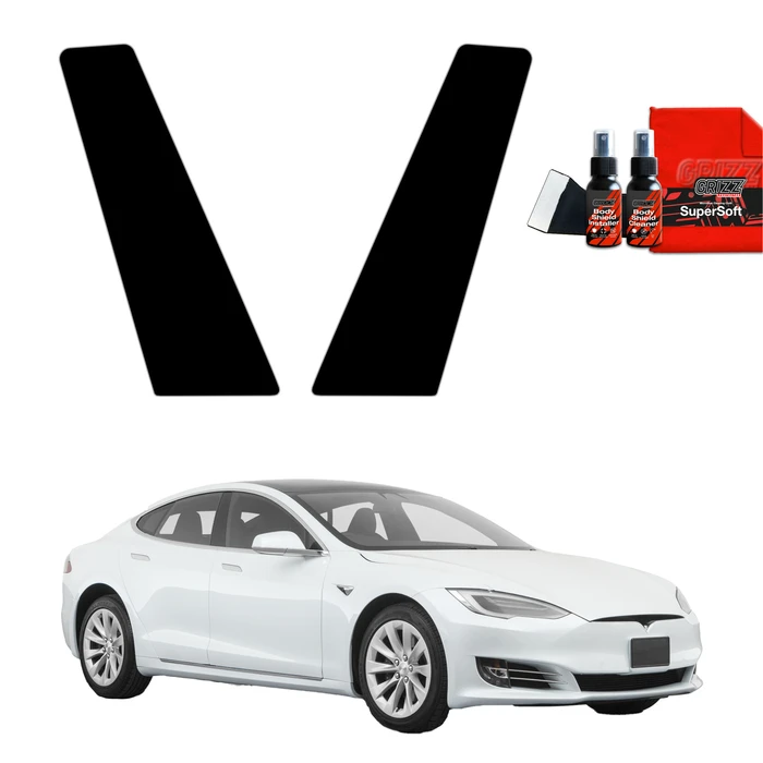 GrizzGlass BodyShield Black pillar film for Tesla Model S (2023-2025) [2in1]