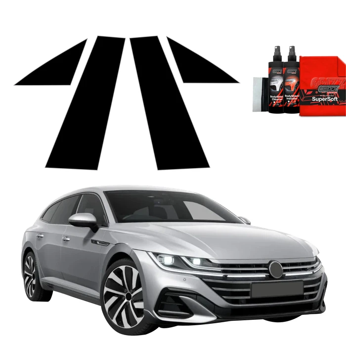 GrizzGlass BodyShield Black pillar film for Volkswagen VW Arteon (2024-2025) [4in1]