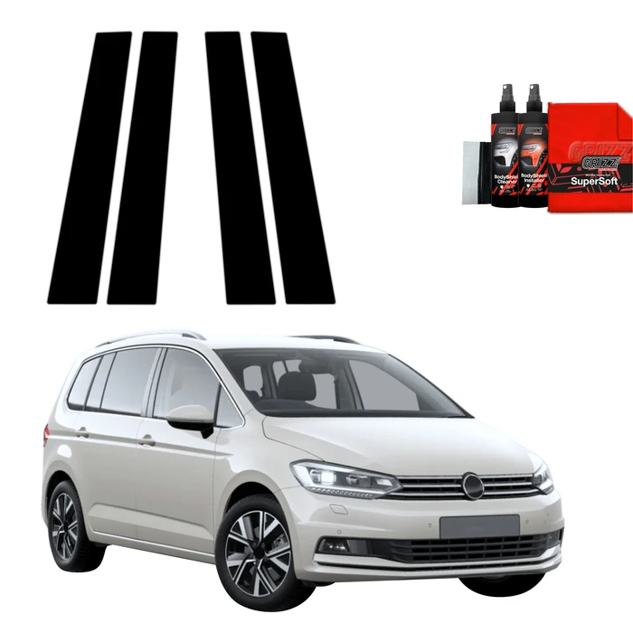 GrizzGlass BodyShield Black pillar film for Volkswagen VW Touran (2024-2025) [4in1]