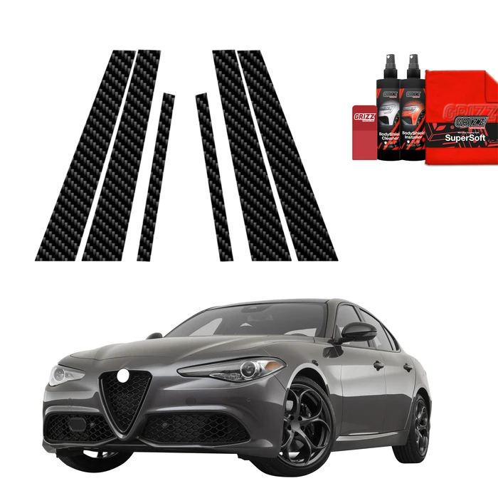 GrizzGlass BodyShield Carbon pillar film for Alfa Romeo Giulia (2023-2025) [6in1]