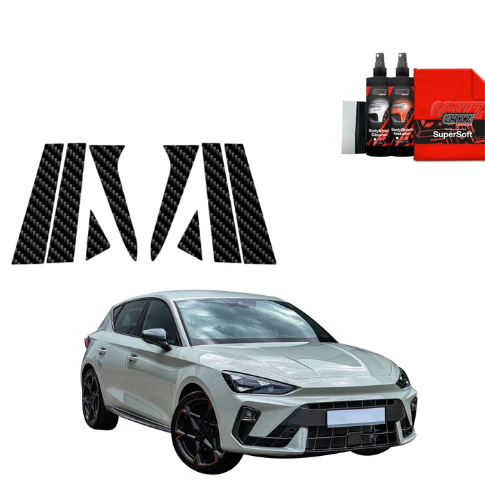 GrizzGlass BodyShield Carbon pillar film for Cupra Leon Hatchback (2024-2025) [8in1]