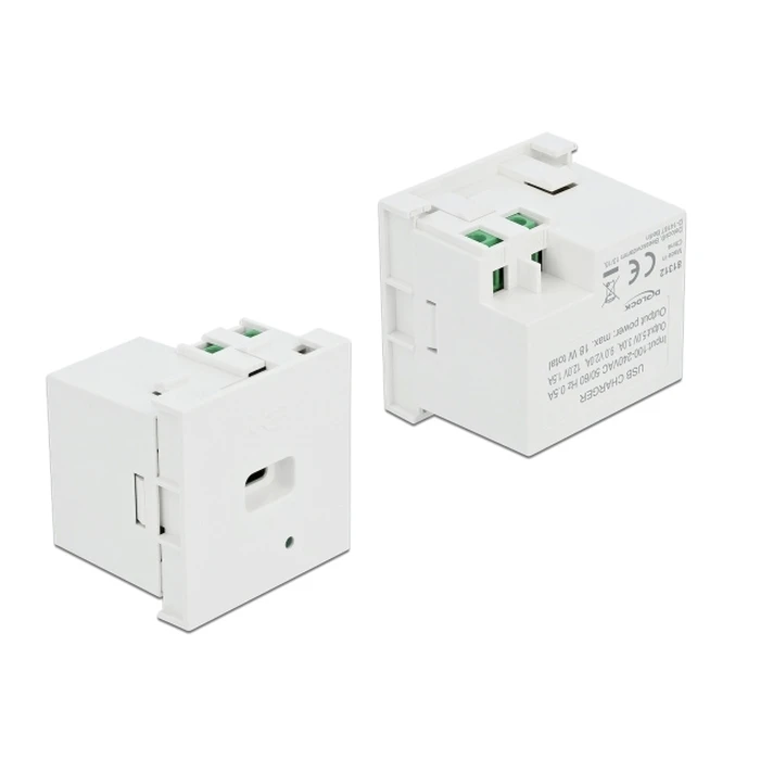 Πρίζα USB Delock Type-C θύρα φόρτισης Easy 45 81312 18W, 45x45mm, λευκό