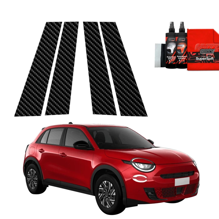 GrizzGlass BodyShield Carbon pillar film for Fiat 600 (2023-2025) [4in1]