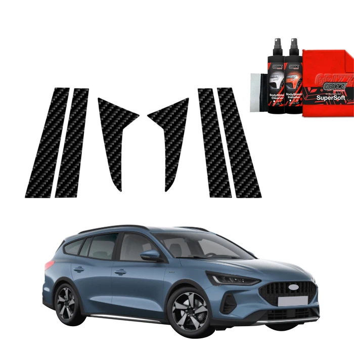 GrizzGlass BodyShield Carbon pillar film for Ford Focus Active X Kombi Facelift (2021-2025) [6in1]