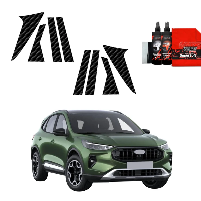 GrizzGlass BodyShield Carbon pillar film for Ford Kuga Active Facelift (2024-2025) [8in1]