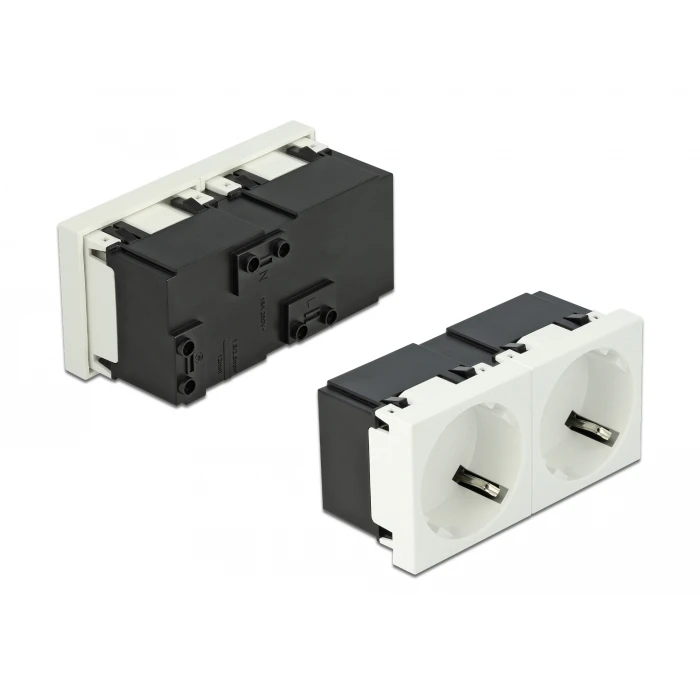 Module πρίζας ρεύματος DeLOCK διπλό Easy 45 81322, 45°, 45x45mm, 5τμχ