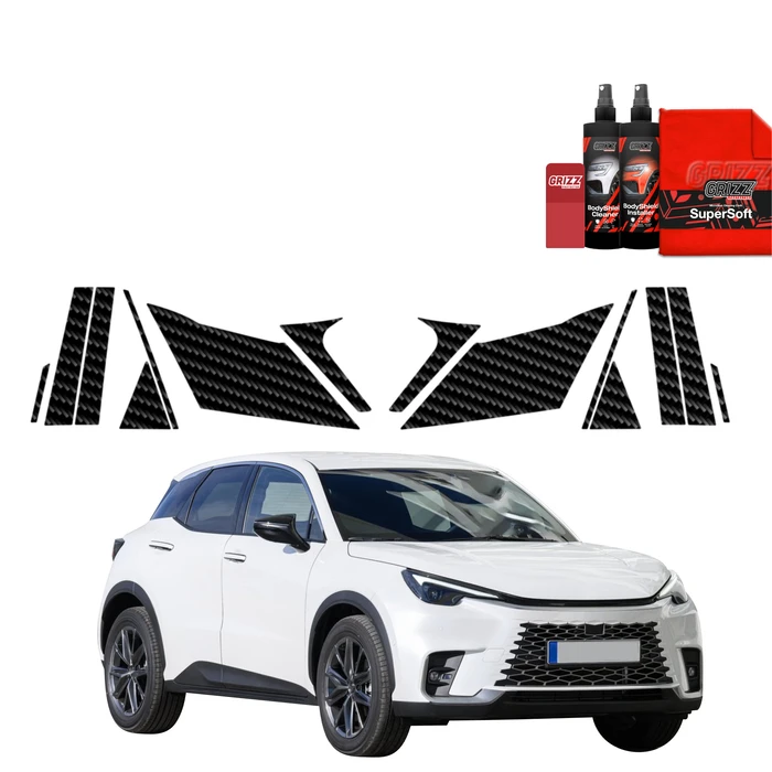 GrizzGlass BodyShield Carbon pillar film for Lexus LBX (2023-2025) [14in1]