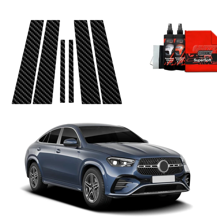 GrizzGlass BodyShield Carbon pillar film for Mercedes GLE 450d Coupe (2023-2025) [6in1]