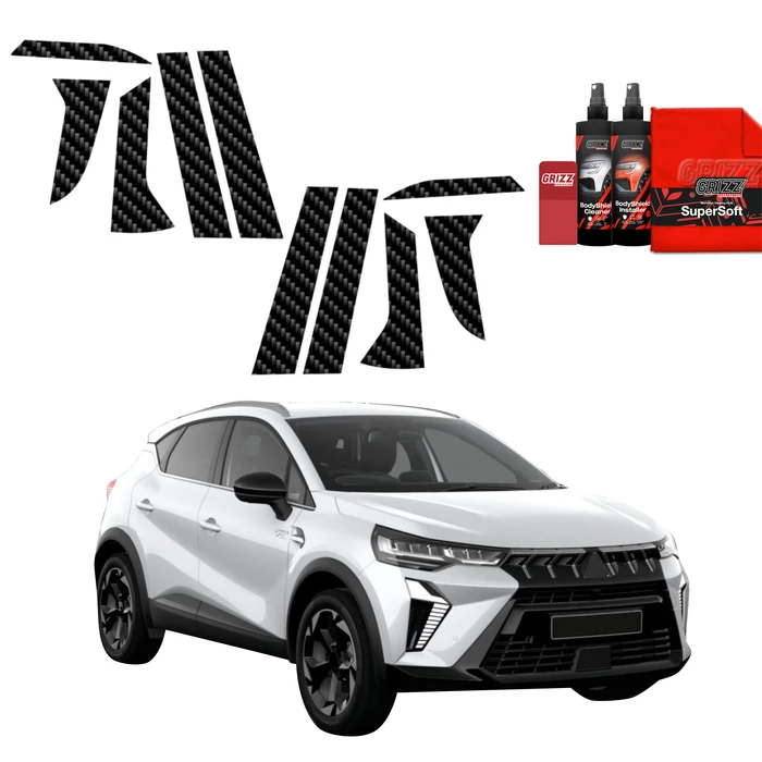 GrizzGlass BodyShield Carbon pillar film for Mitsubishi ASX Facelift (2024-2025) [10in1]