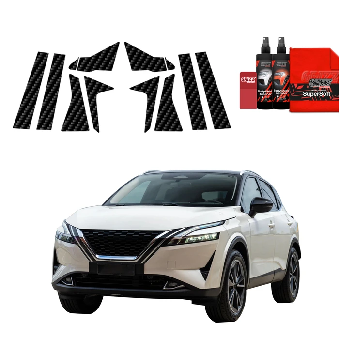 GrizzGlass BodyShield Carbon pillar film for Nissan Qashqai 3 (2021-2024) [10in1]