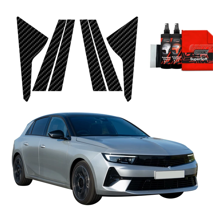 GrizzGlass BodyShield Carbon pillar film for Opel Astra (2021-2024) [6in1]