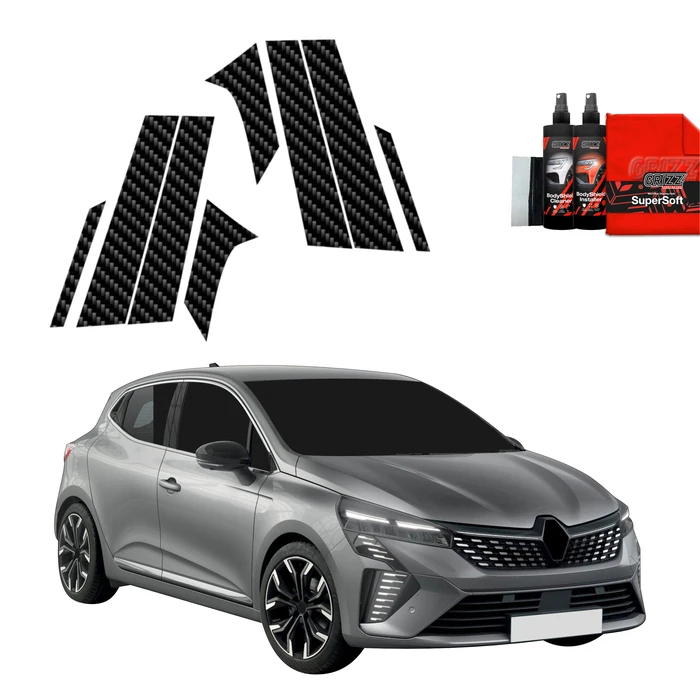 GrizzGlass BodyShield Carbon pillar film for Renault Clio (2020-2024) [8in1]
