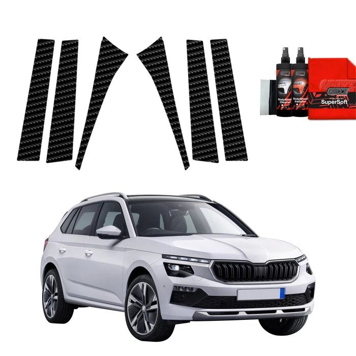 GrizzGlass BodyShield Carbon pillar film for Skoda Kamiq (2019-2025) [6in1]