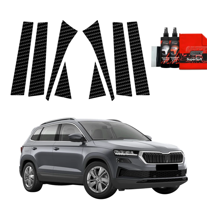 GrizzGlass BodyShield Carbon pillar film for Skoda Karoq Facelift (2022-2026) [8in1]