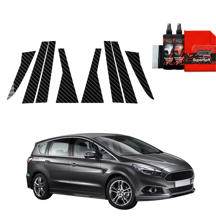 GrizzGlass BodyShield Carbon pillar film for Ford S-Max MK2 (2015-2019) [8in1]