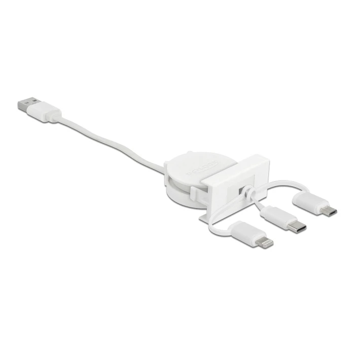 Καλώδιο USB Delock 3 in 1 Easy 45 81375, ανασυρόμενο 50cm, λευκό