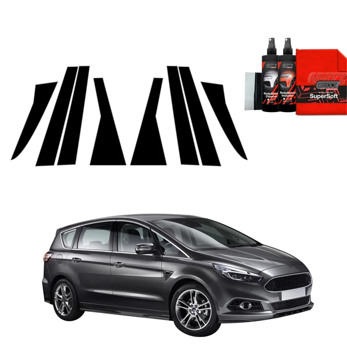 GrizzGlass BodyShield Black pillar film for Ford S-Max MK2 (2015-2019) [8in1]