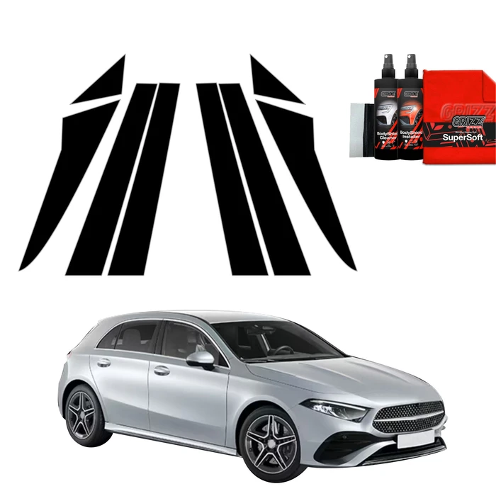 GrizzGlass BodyShield Black pillar film for Mercedes A-Class W177 (2018-2025) [8in1]