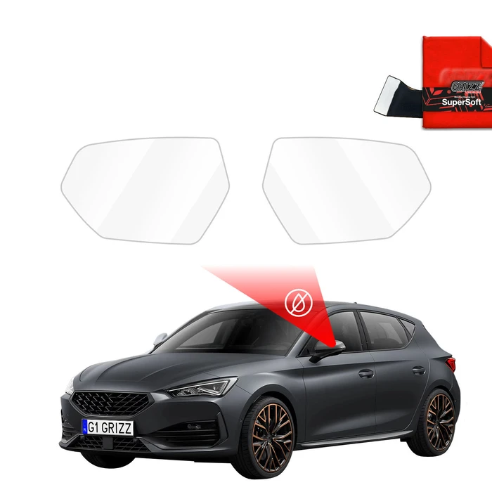 GrizzGlass ZeroDrop Rain-repellent mirror film for Cupra Leon (2020-2025)