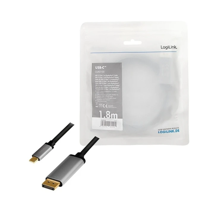 Καλώδιο Logilink Usb-C To Dp , 4k 60hz, Alu, 1.8m