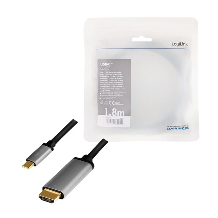 Καλώδιο Logilink Usb-C To HDMI , 4k 60hz, Alu, 1.8m