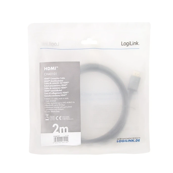 Καλώδιο Logilink HDMI 4k/60hz, Alu , Black, 2m